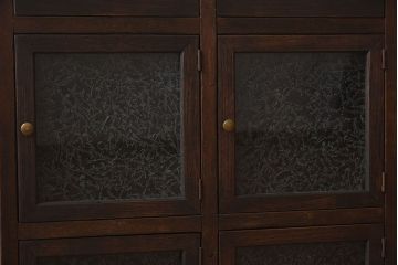 アンティーク家具　和製アンティーク　結霜ガラスがおしゃれなマス目収納棚(カウンターテーブル)