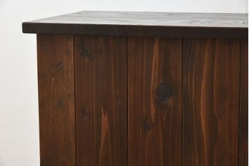 アンティーク家具　和製アンティーク　結霜ガラスがおしゃれなマス目収納棚(カウンターテーブル)