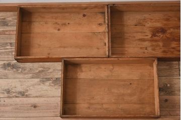アンティーク雑貨　昭和レトロ　シンプルなデザインの木箱3個セット