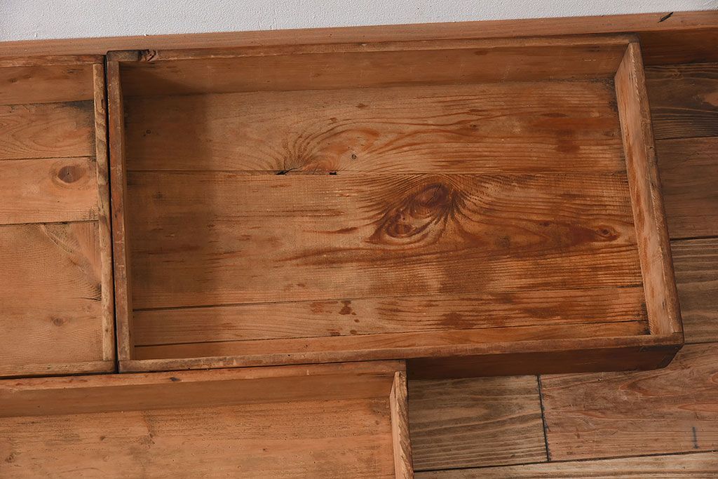 アンティーク雑貨　昭和レトロ　シンプルなデザインの木箱3個セット