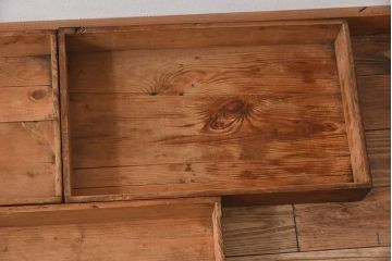 アンティーク雑貨　昭和レトロ　シンプルなデザインの木箱3個セット