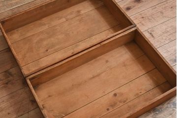 アンティーク雑貨　昭和レトロ　シンプルなデザインの木箱3個セット