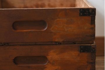 アンティーク雑貨　昭和レトロ　シンプルなデザインの木箱3個セット