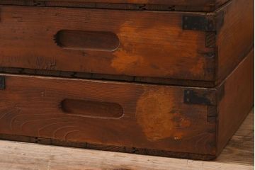 アンティーク雑貨　昭和レトロ　シンプルなデザインの木箱3個セット