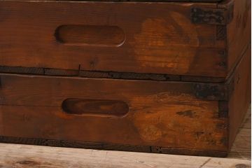 アンティーク雑貨　昭和レトロ　シンプルなデザインの木箱3個セット