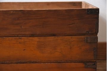 アンティーク雑貨　昭和レトロ　シンプルなデザインの木箱3個セット