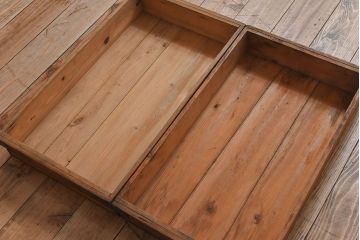 アンティーク雑貨　シンプルなデザイン　昭和レトロな木箱2個セット(1)