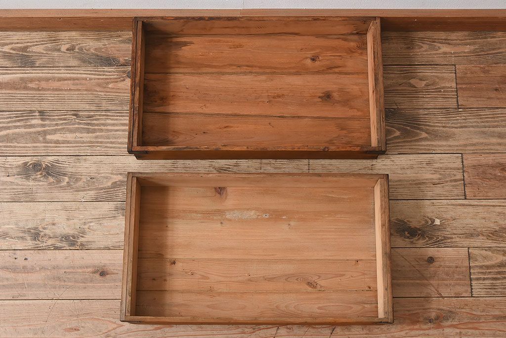アンティーク雑貨　シンプルなデザイン　昭和レトロな木箱2個セット(1)