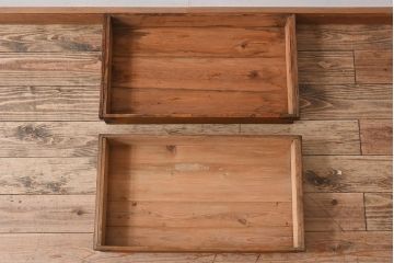 アンティーク雑貨　シンプルなデザイン　昭和レトロな木箱2個セット(1)