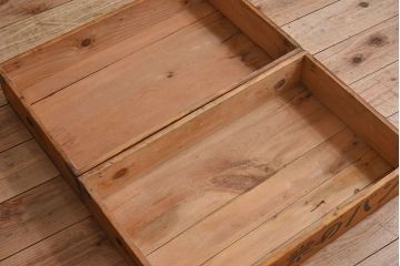 アンティーク雑貨　シンプルなデザイン　昭和レトロな木箱2個セット(3)