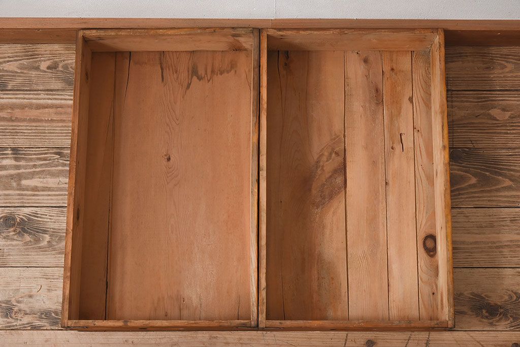 アンティーク雑貨　シンプルなデザイン　昭和レトロな木箱2個セット(3)