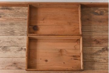 アンティーク雑貨　昭和レトロ 味わい深いシンプルな木箱2個セット(1)