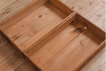 アンティーク雑貨　昭和レトロ 味わい深いシンプルな木箱2個セット(1)