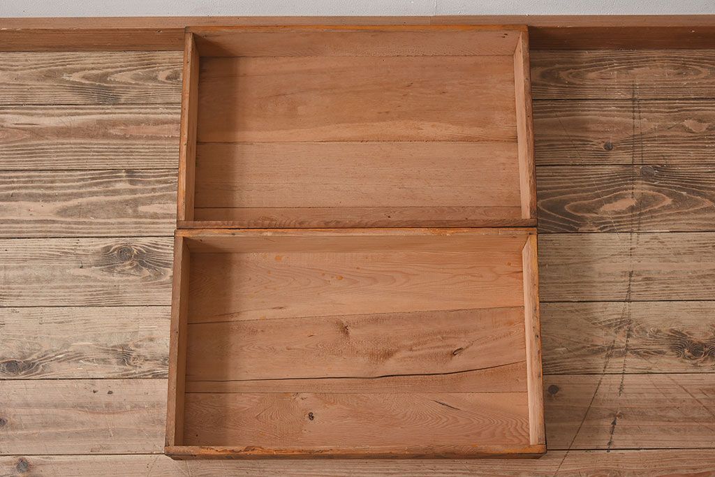 アンティーク雑貨　昭和レトロ 味わい深いシンプルな木箱2個セット(2)