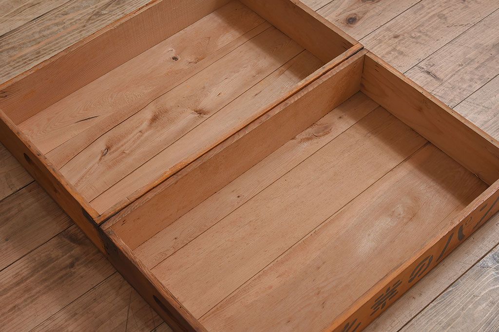 アンティーク雑貨　昭和レトロ 味わい深いシンプルな木箱2個セット(2)