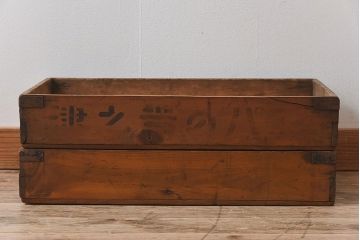 アンティーク雑貨　昭和レトロ 味わい深いシンプルな木箱2個セット(3)