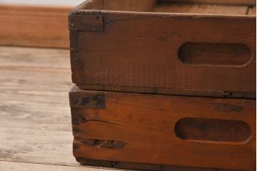 アンティーク雑貨　昭和レトロ 味わい深いシンプルな木箱2個セット(3)