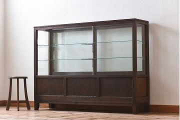 アンティーク家具　大正ロマン 引き出し付き!薄型 和製アンティークガラスケース