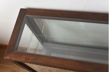 アンティーク家具　大正ロマン 引き出し付き!薄型 和製アンティークガラスケース