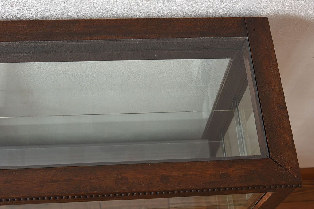 アンティーク家具　大正ロマン 引き出し付き!薄型 和製アンティークガラスケース