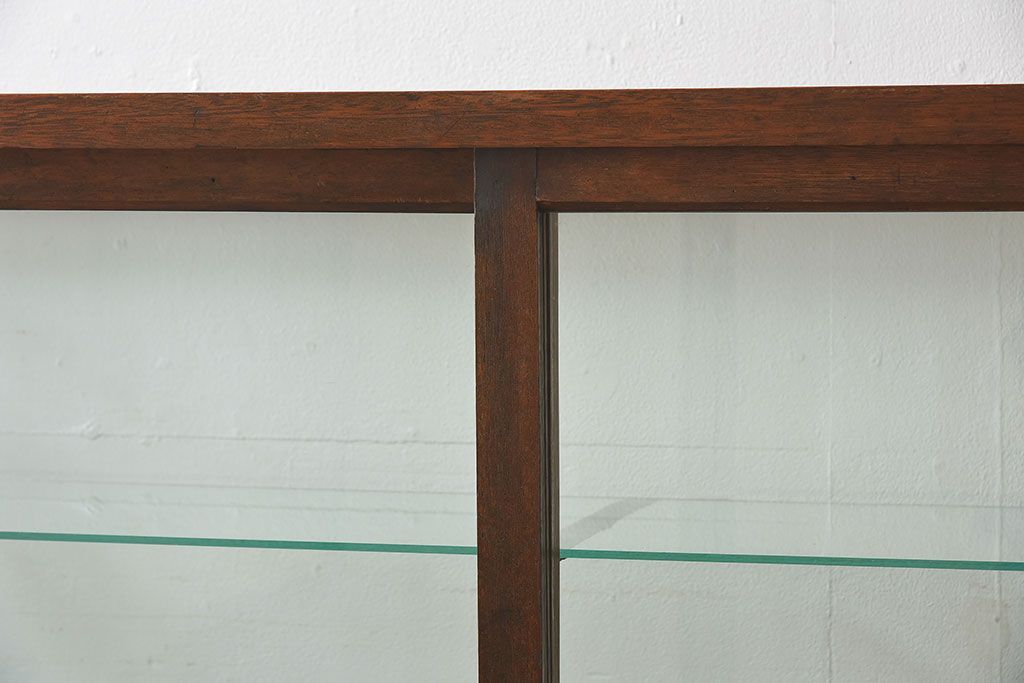 アンティーク家具　大正ロマン 引き出し付き!薄型 和製アンティークガラスケース