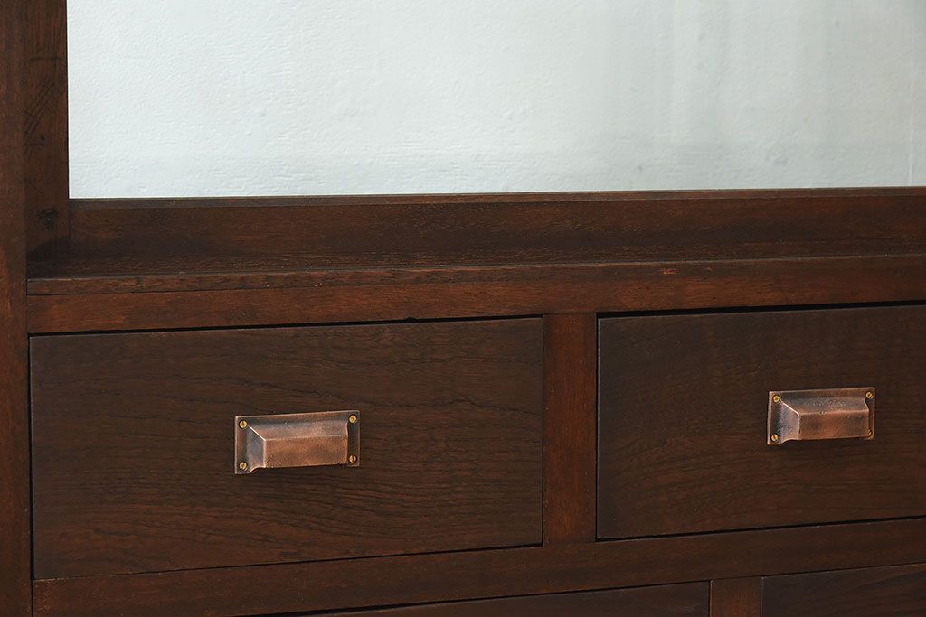 アンティーク家具　大正ロマン 引き出し付き!薄型 和製アンティークガラスケース