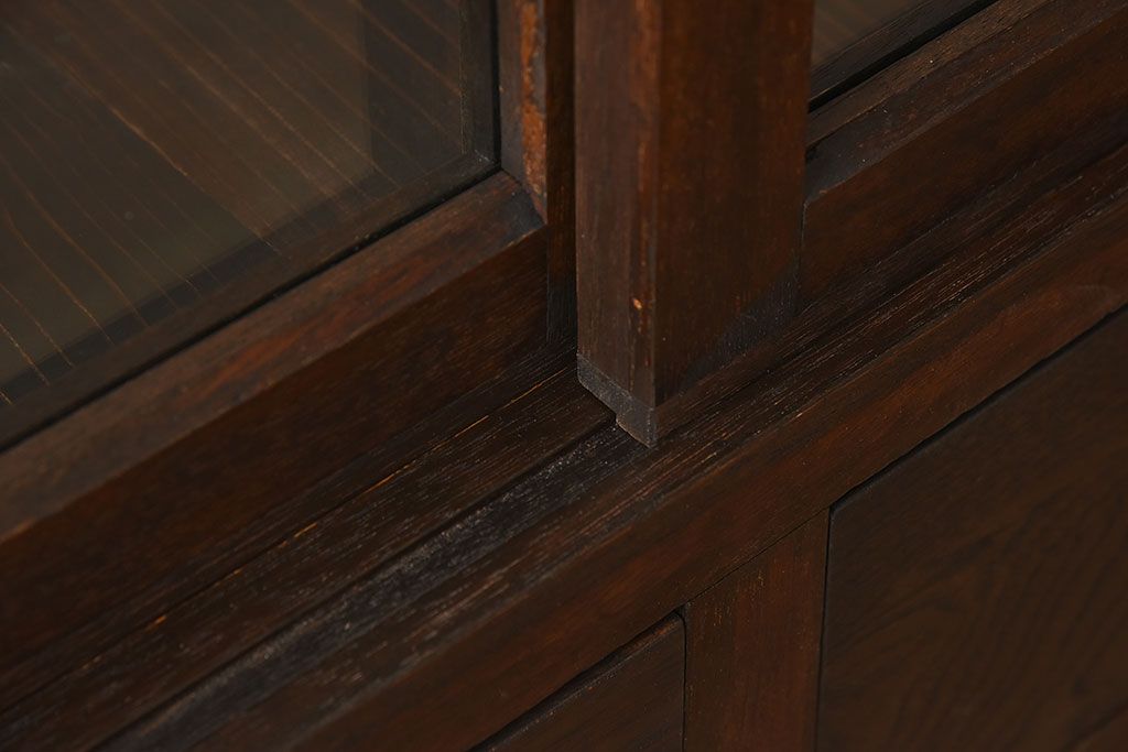 アンティーク家具　大正ロマン 引き出し付き!薄型 和製アンティークガラスケース