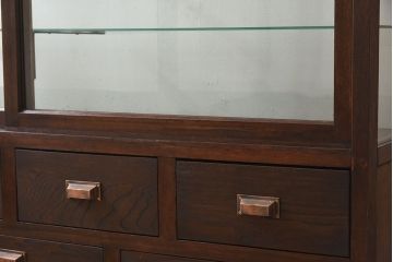 アンティーク家具　大正ロマン 引き出し付き!薄型 和製アンティークガラスケース