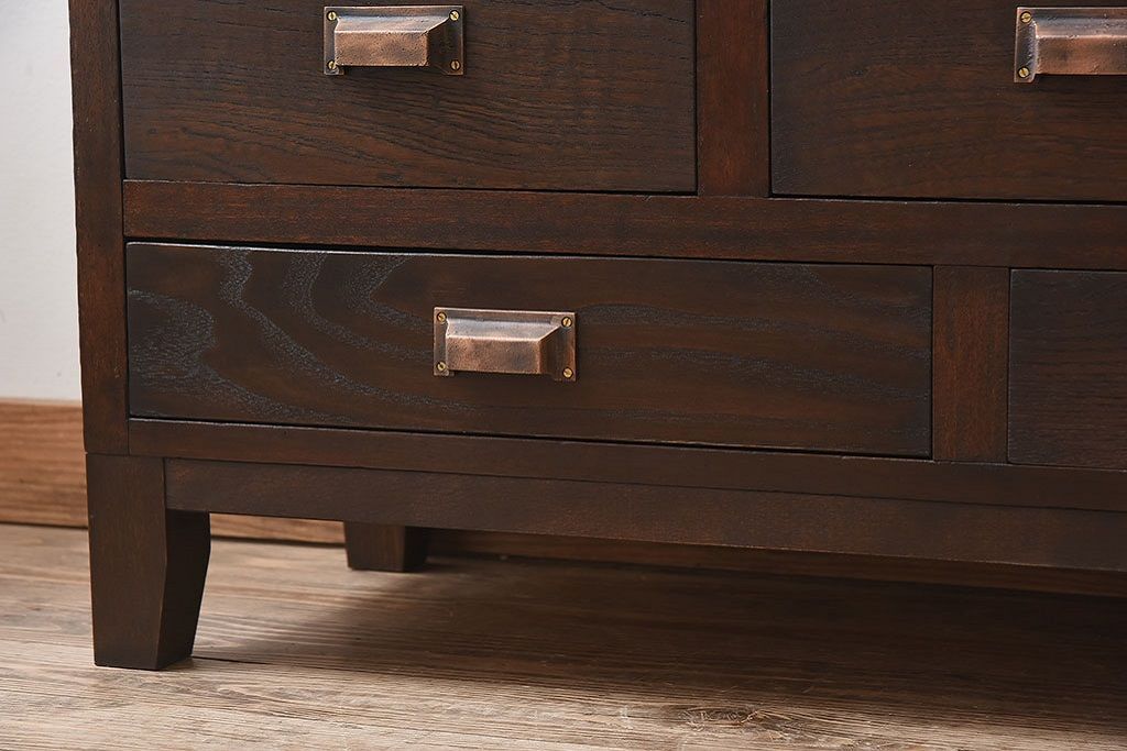 アンティーク家具　大正ロマン 引き出し付き!薄型 和製アンティークガラスケース