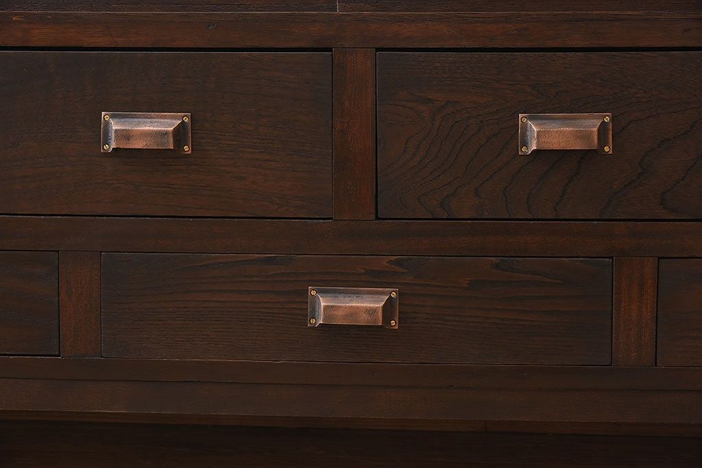 アンティーク家具　大正ロマン 引き出し付き!薄型 和製アンティークガラスケース