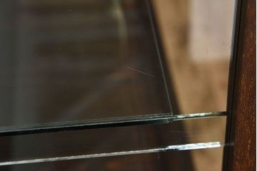 アンティーク家具　大正ロマン 引き出し付き!薄型 和製アンティークガラスケース