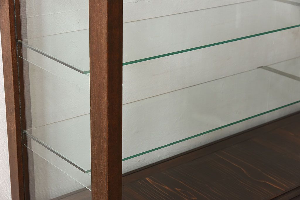 アンティーク家具　大正ロマン 引き出し付き!薄型 和製アンティークガラスケース