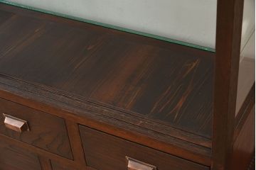 アンティーク家具　大正ロマン 引き出し付き!薄型 和製アンティークガラスケース