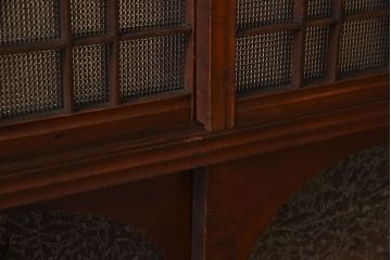 アンティーク家具　 和製アンティーク 丸窓　チェッカーガラス引き戸の収納棚
