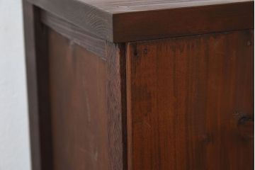 アンティーク家具　 和製アンティーク 丸窓　チェッカーガラス引き戸の収納棚