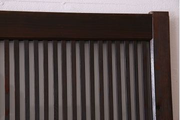 アンティーク　裏すりガラス入り　チェッカーガラス帯の格子戸2枚セット