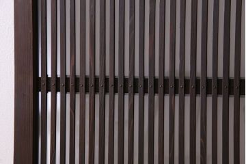 アンティーク　裏すりガラス入り　チェッカーガラス帯の格子戸2枚セット