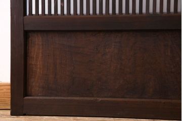 アンティーク　裏すりガラス入り　チェッカーガラス帯の格子戸2枚セット