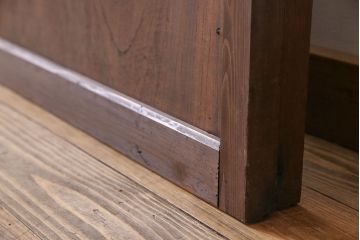 アンティーク　裏すりガラス入り　チェッカーガラス帯の格子戸2枚セット