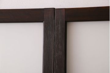 和製アンティーク　すりガラス入り!古い木製のガラス戸2枚セット