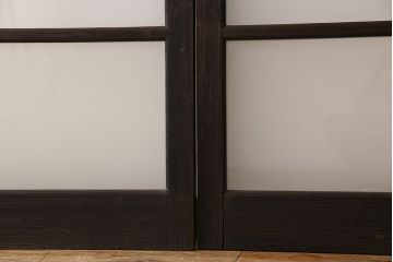 和製アンティーク　すりガラス入り!古い木製のガラス戸2枚セット