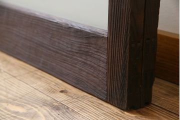 和製アンティーク　すりガラス入り!古い木製のガラス戸2枚セット