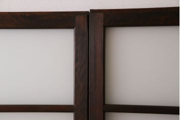 和製アンティーク　すりガラス入り!古い木製のガラス戸2枚セット