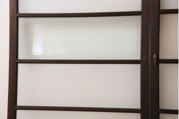 和製アンティーク　すりガラス入り!古い木製のガラス戸2枚セット