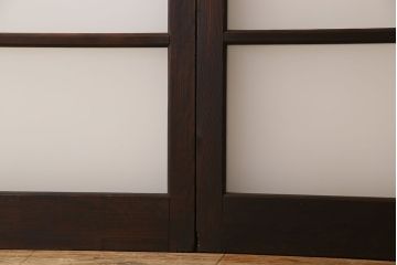 和製アンティーク　すりガラス入り!古い木製のガラス戸2枚セット