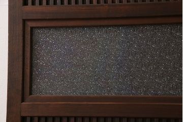 アンティーク　裏障子付き　モダンなデザイン!ダイヤガラス帯の格子戸2枚セット