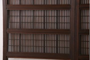 アンティーク　裏障子付き　モダンなデザイン!ダイヤガラス帯の格子戸2枚セット