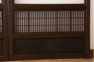 アンティーク　裏障子付き　モダンなデザイン!ダイヤガラス帯の格子戸2枚セット