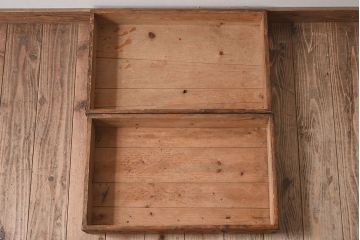 アンティーク雑貨　昭和レトロ　シンプルなデザインの木箱2箱セット(1)