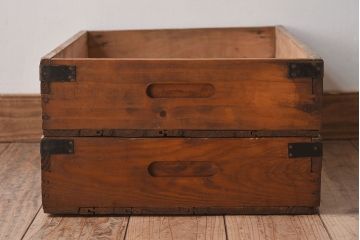 アンティーク雑貨　昭和レトロ　シンプルなデザインの木箱2箱セット(1)